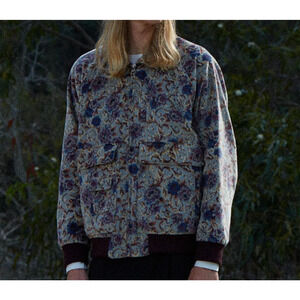 NWT Monadic Grammar Jacket Jacket Plum Blue Floral Chenille size Large